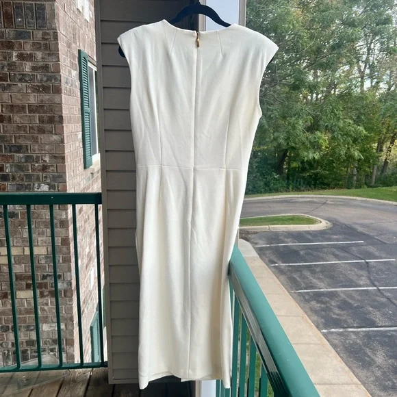 🆕 Donna Karan New York Ivory Sheath Dress Midi Work Wedding S2 S6 S8 S10 Office - Picture 4 of 16